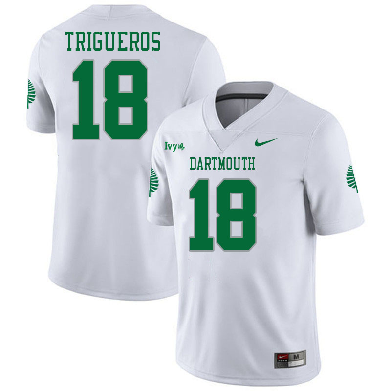 Dartmouth Big Green #18 Noah Trigueros College Football Jerseys,Uniforms Stitched-White